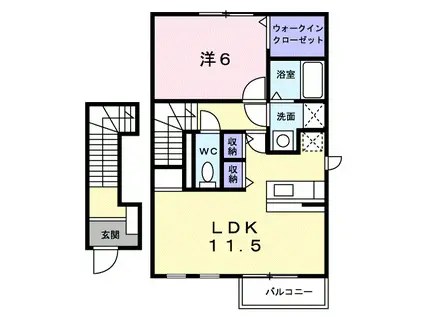 エフ・エレガントC(1LDK/2階)の間取り写真
