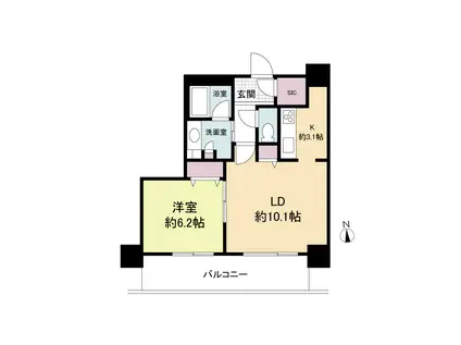 クロスレジデンス大阪新町(1LDK/11階)の間取り写真