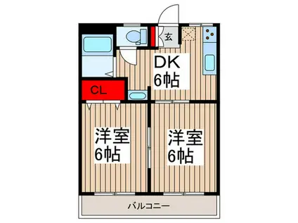 ハイツリィー芝(2DK/2階)の間取り写真
