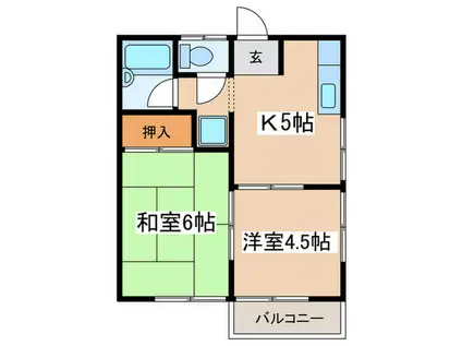 ハイツ岩田(2K/2階)の間取り写真
