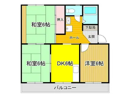 高田ハイツB(3DK/3階)の間取り写真