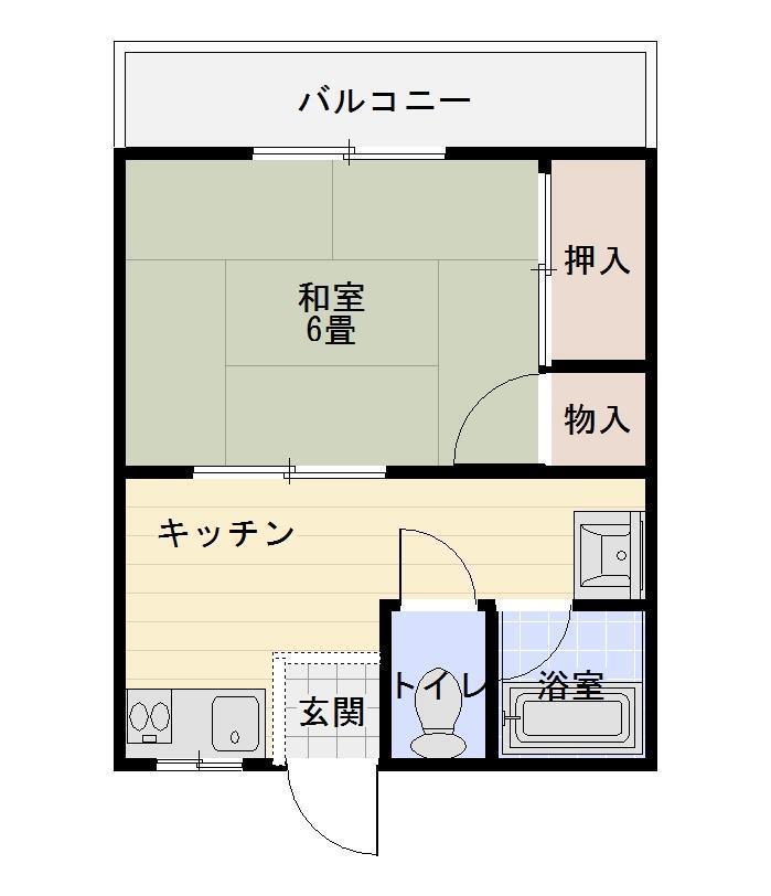 土橋ハイツ(1DK/2階)の間取り写真