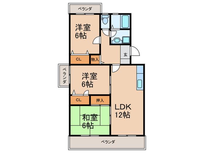 キャピタル長者原(3LDK/4階)の間取り写真