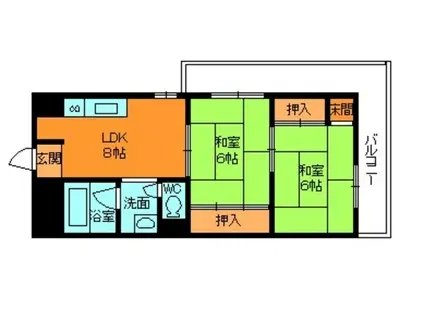 三郷駅前マンション(2LDK/4階)の間取り写真
