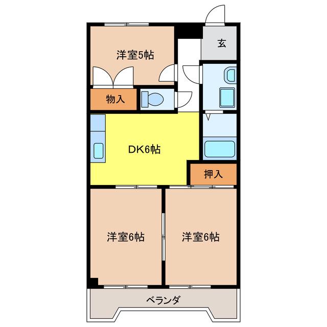 エステート23(3DK/2階)の間取り写真