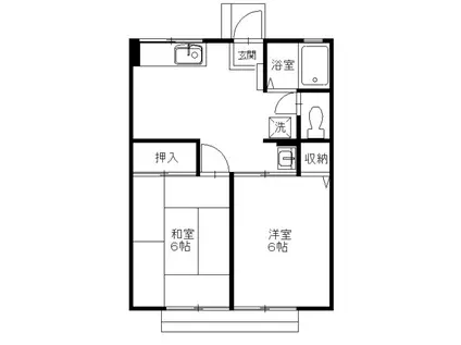 シティハイムイリュミナ(2DK/1階)の間取り写真