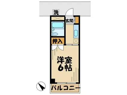 スカイハイム伊藤(1K/3階)の間取り写真