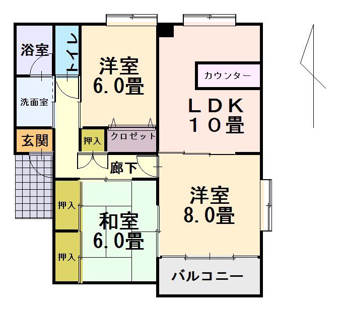 マノワール(3LDK/1階)の間取り写真