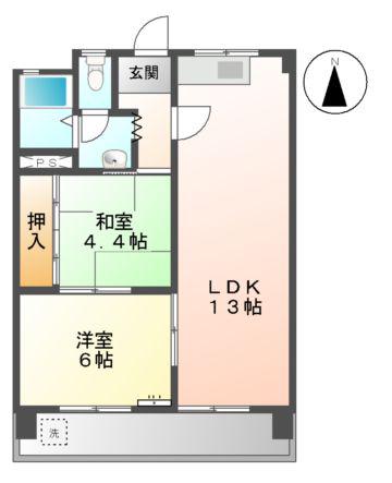 清邦産業ビル(2LDK/4階)の間取り写真