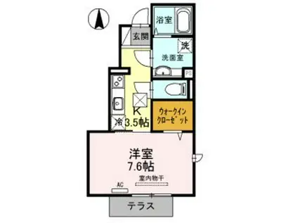 セジュール狭間 B棟(1K/1階)の間取り写真