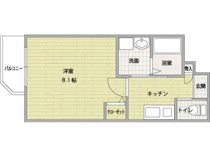 ディアメゾン住ノ江I(1K/3階)の間取り写真