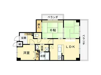 ＪＲ和歌山線 船戸駅 徒歩12分 14階建 築35年(3LDK/14階)の間取り写真