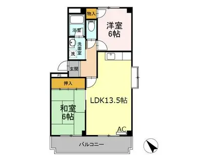 コーポタウン宮ノ北(2LDK/1階)の間取り写真