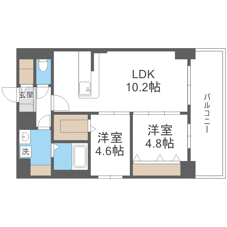 MYS CASETTA HAKATA(2LDK/13階)の間取り写真