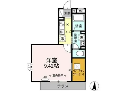 クレール水元(1K/1階)の間取り写真