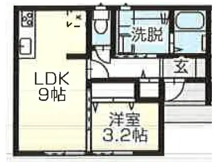 スターガーデン丸岡(1LDK/1階)の間取り写真