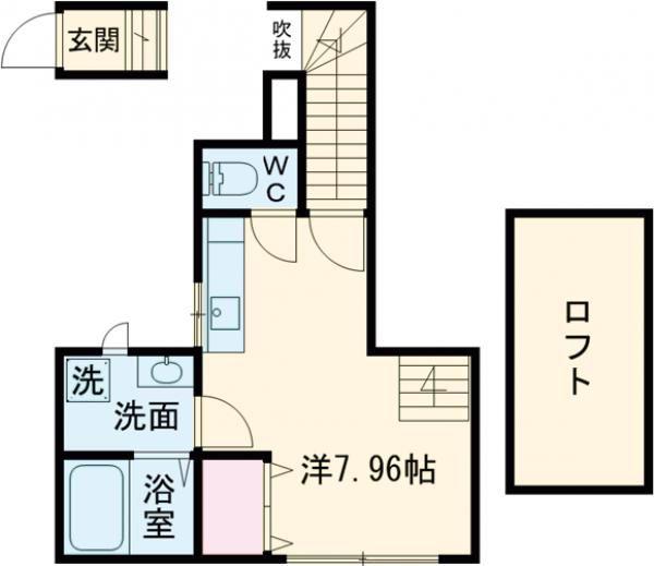 ボナールII(1SDK/2階)の間取り写真