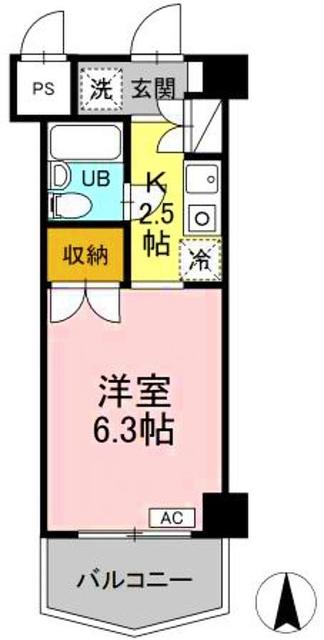 ジュネス西生田(1K/3階)の間取り写真
