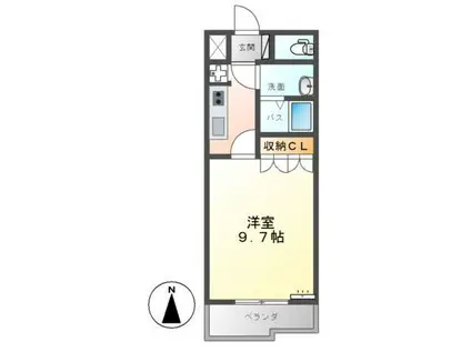 ルミエールM(1K/2階)の間取り写真
