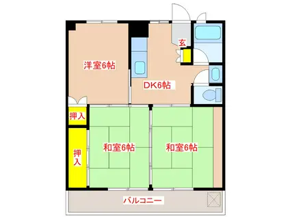 コーポサンライズ(3DK/3階)の間取り写真