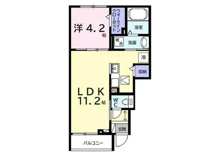 グレイスコート(1LDK/1階)の間取り写真