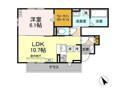 CLIVIA(1LDK/1階)の間取り写真