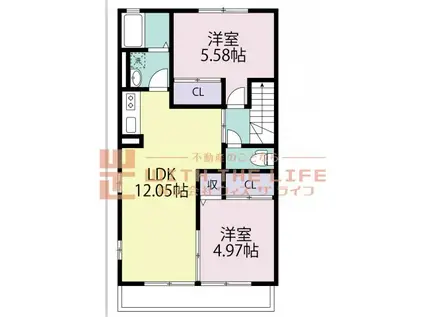ハピネスさくら(2LDK/2階)の間取り写真