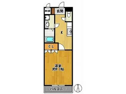 グランドパレス堀越(1K/2階)の間取り写真