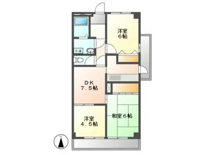 スイートプラザ白壁(3DK/3階)の間取り写真