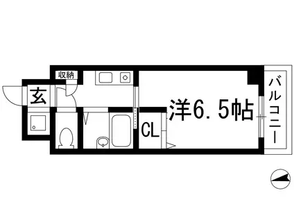 ブランベール甲東園(1K/6階)の間取り写真