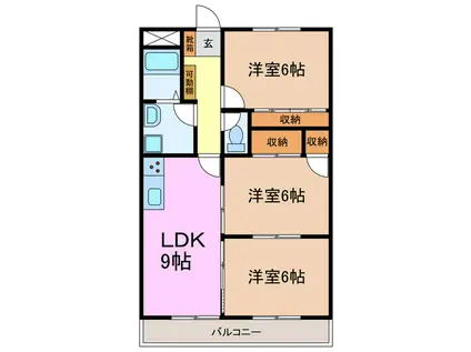 第2和光ハイム(3LDK/3階)の間取り写真