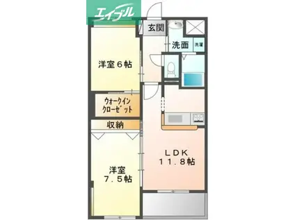 CASA GRANDE(2LDK/3階)の間取り写真