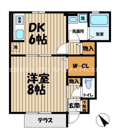 ボナール鎌倉(1DK/1階)の間取り写真