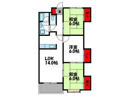 フォレスト多々良(3LDK/1階)の間取り写真