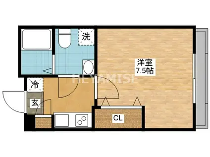 アミティ館内一番館(1K/3階)の間取り写真