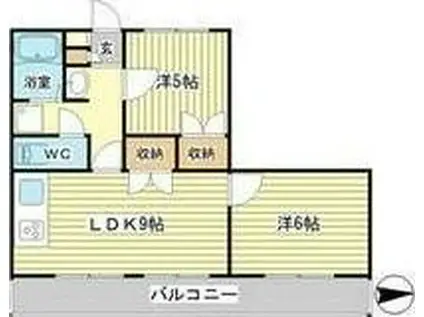 プライムハイツ寺家(2LDK/3階)の間取り写真
