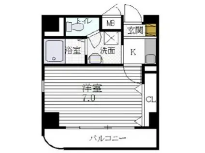 エスポワール三宮PARTII(1K/2階)の間取り写真