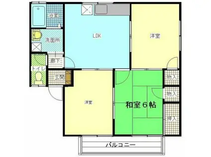 サニーコート A棟(3DK/2階)の間取り写真