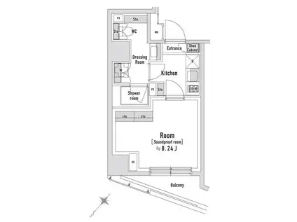 TRACK八丁堀(1K/8階)の間取り写真