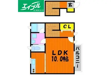 ライフエール中庄(1K/2階)の間取り写真