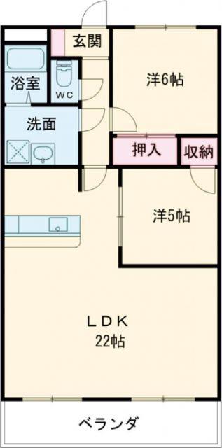 プロミネント四日市(2LDK/2階)の間取り写真