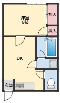 ひばり荘(1DK/2階)の間取り写真