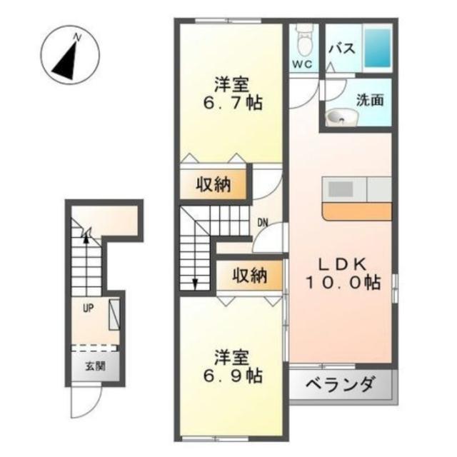 クレストール高倉(2LDK/2階)の間取り写真
