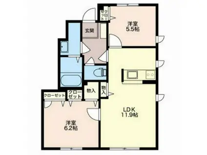 COCO KURODA(2LDK/1階)の間取り写真