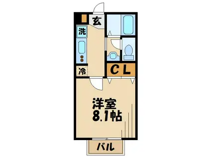 ハイツ暁苑(1K/2階)の間取り写真