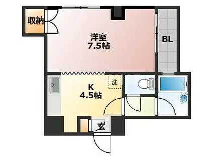 七福マンション八幡町(1K/2階)の間取り写真