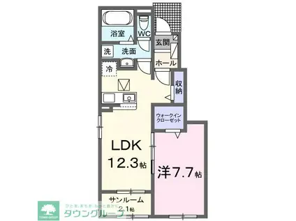 ブロッサム(1LDK/1階)の間取り写真