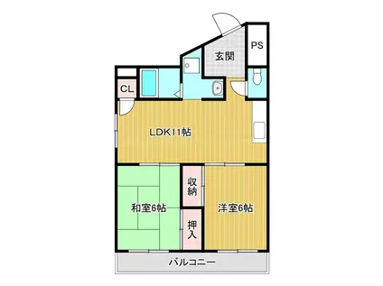 滝谷ユタカハイツ(2LDK/1階)の間取り写真
