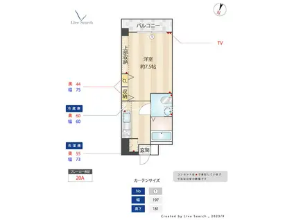 エリーナプラザ天神南(1K/6階)の間取り写真