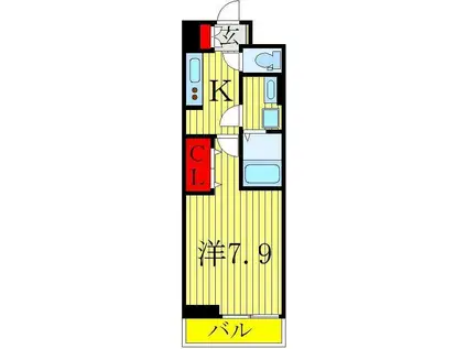 ＪＲ武蔵野線 東松戸駅 徒歩9分 3階建 築6年(1K/3階)の間取り写真
